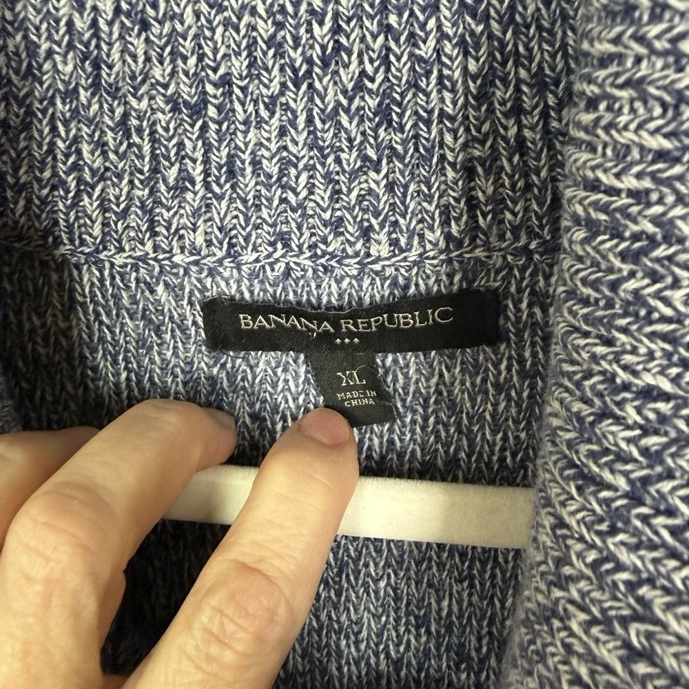 Banana Republic Men's Cardigan Sweater SZ XL Blue Shawl Collar‎ Academia Preppy